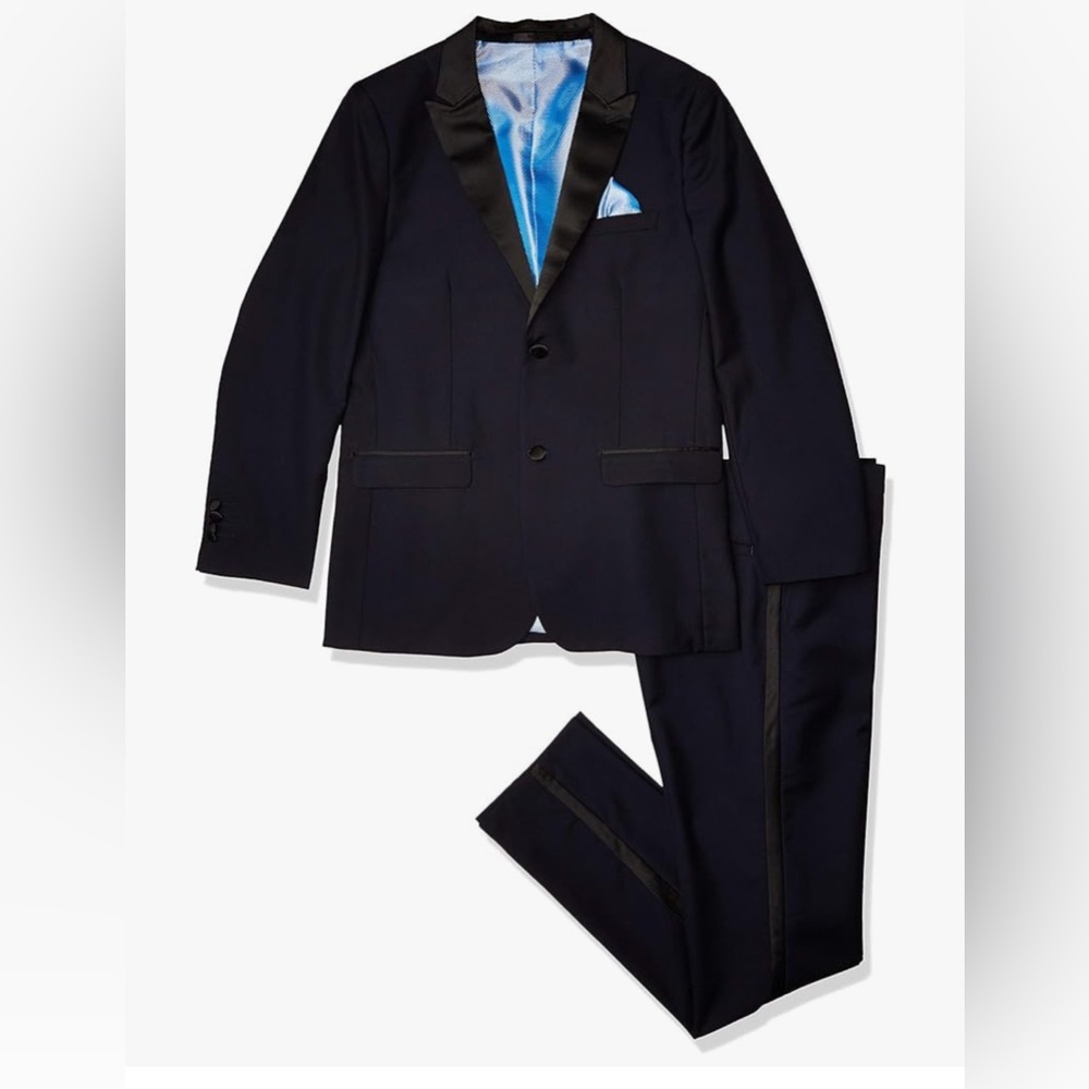 NWT Isaac Mizrahi Boys 2-Piece Navy Tuxedo Contrast Peak Lapel - Size 2
